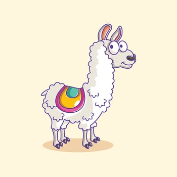 Vector illustration of cartoon alpaca
