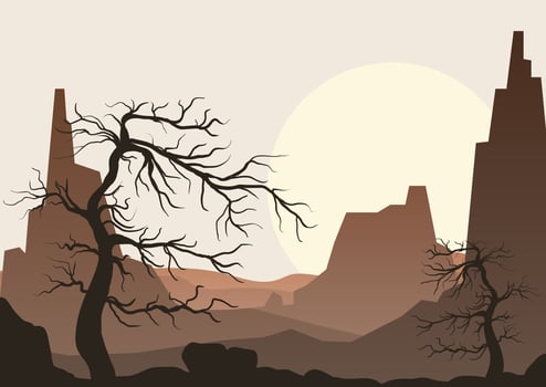 Wild desert landscape at daytime scene vector