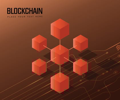 Blockchain technology cube network background. Conceptual illustration of a block chain. vector
