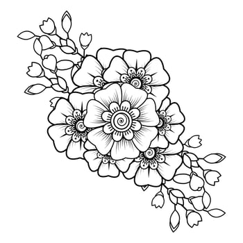Floral Background with mehndi flower. Decorative ornament in ethnic oriental style. Coloring book. vector