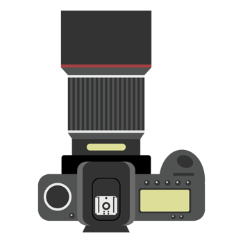 Flat design of camera. Mirrorless camera or DSLR camera. png