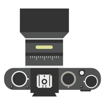 Flat design of camera. Mirrorless camera or DSLR camera. png