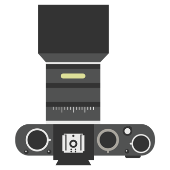 Flat design of camera. Mirrorless camera or DSLR camera. png