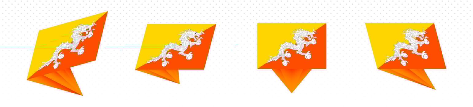 Flag of Bhutan in modern abstract design, flag set. vector