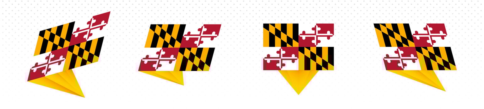 Flag of Maryland US State in modern abstract design, flag set. vector