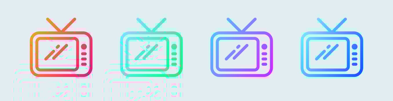 Tv line icon in gradient colors. Retro tv signs vector illustration.