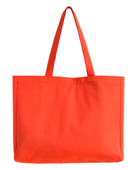 orange fabric bag isolated with clipping path for mockup png