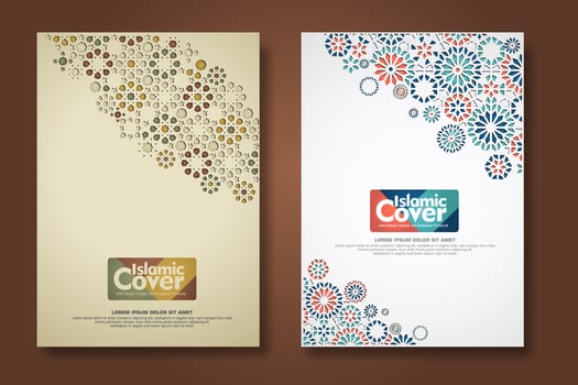 Islamic cover background template with ornamental colorful detail of floral mosaic islamic art ornament vector