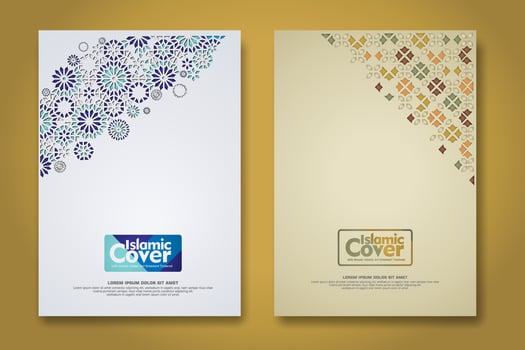 Islamic cover background template with ornamental colorful detail of floral mosaic islamic art ornament vector