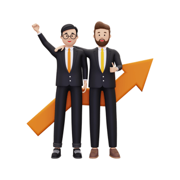 3d Business partners are excited about building cooperation illustration png