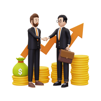 3d partnership with startup investor illustration png