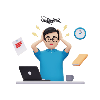 3d man is experiencing stress because of work illustration png