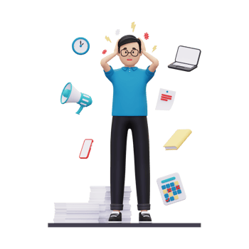3d man is experiencing stress because of work illustration png