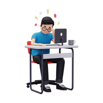3d man is tired of work illustration png