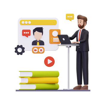 3d online job interview illustration png