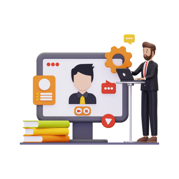 3d online job interview illustration png
