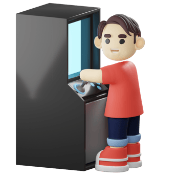 3D Boys Character Playing Arcade Game png