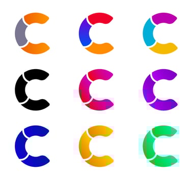 C logo, colorful capital letter C logo icon for your branding design project. Uppercase geometric logo flat design. vector