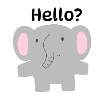 Hello elephant cartoon cute vector