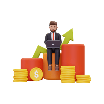 3d Businessman getting profit illustration png