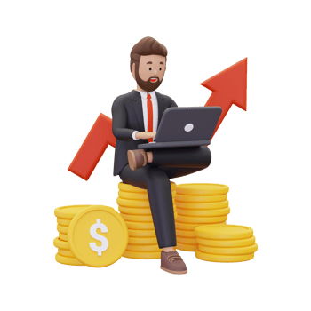 3d Successful investor with profit png
