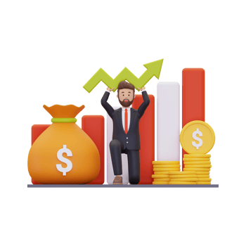 3d Businessman growing investment illustration png