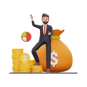 3d Successful investor gaining profit png