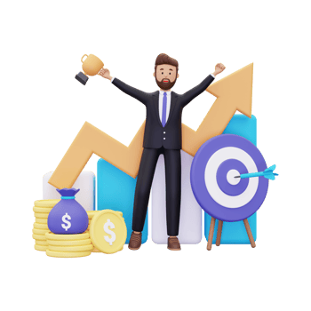 3d Businessman doing business acchicement analytics png