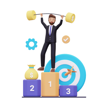 3d Successful businessman on achievement podium png