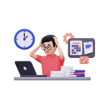 3d Man work with tight deadlines png