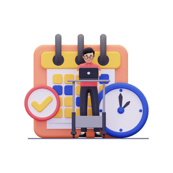 3d man doing schedule work deadline png