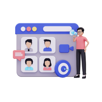 3d Online Meeting With The Marketing Team illustration png