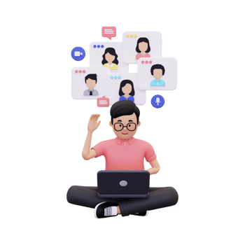 3d Video Call Via Laptop illustration png