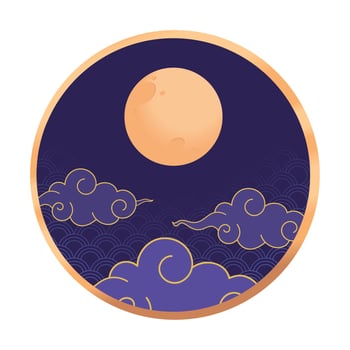 chinse night cloud and moon vector