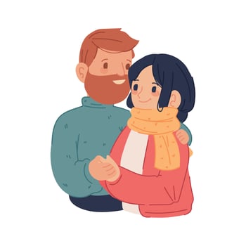 embracing couple portrait vector
