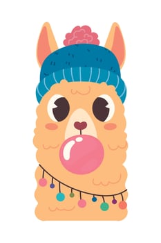 llama with bubble gum vector