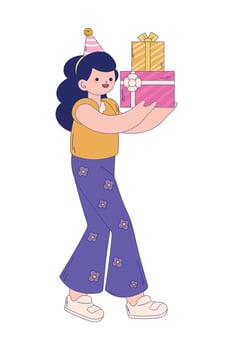 girl with birthday gifts vector