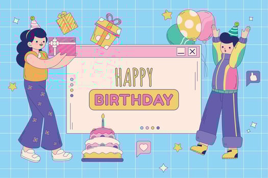 people and birthday card vector