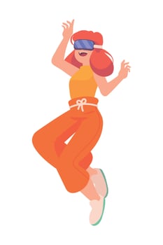 woman using vr goggles vector