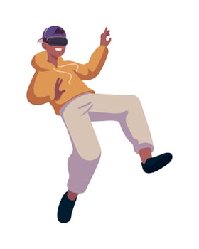 guy using vr goggles vector