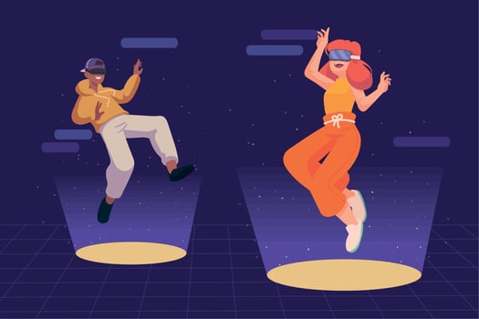 people interacting in the metaverse vector