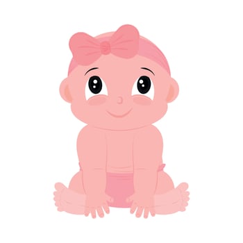 baby girl with diadem vector