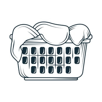 laundry basket and clothes vector