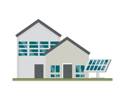 smart house with solar panel vector