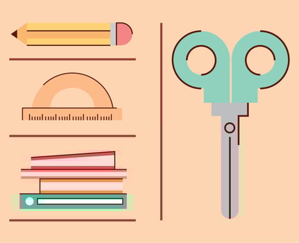 school supplies icons collection vector