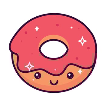 kawaii dessert donut vector