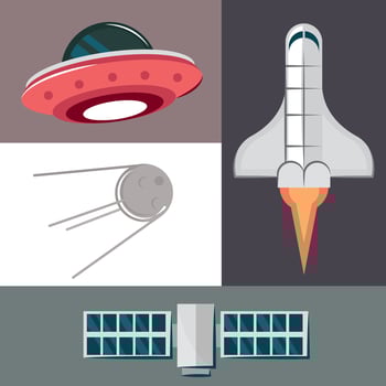 icons set space retro vector