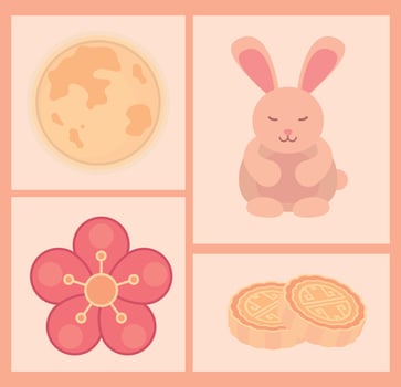 set asian mid autumn vector