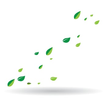 Flying green leaf icon vector