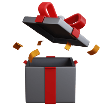 3d rendering open gift box with confetti paper isolated png